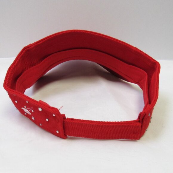 Red Rhinestone Crystal Sparkle Visor Hat Adjustable - Picture 4 of 5